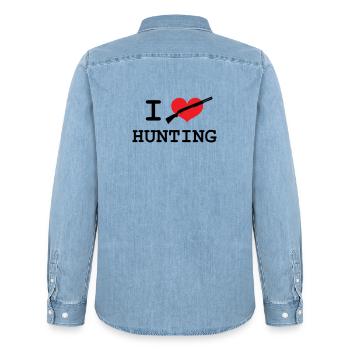 J'aime chasser - Chemise en denim homme bio Stanley/Stella - bleu clair délavé - Dos - AI Model Male 185 light (185cm)