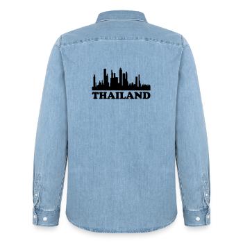 Skyline de Thaïlande - Chemise en denim homme bio Stanley/Stella - bleu clair délavé - Dos - AI Model Male 185 light (185cm)