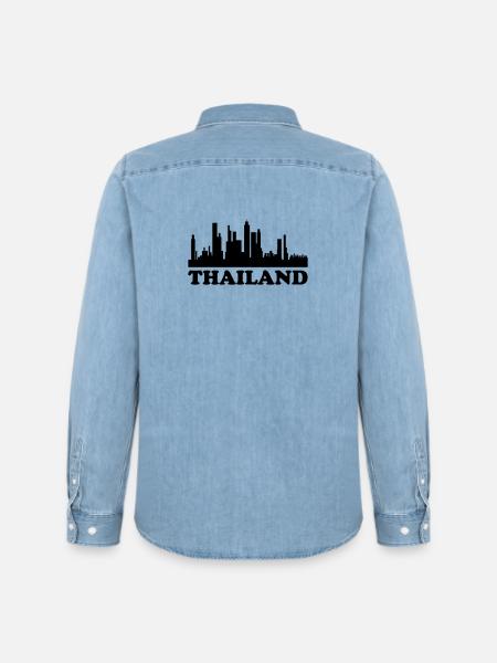Skyline de Thaïlande - Chemise en denim homme bio Stanley/Stella - bleu clair délavé