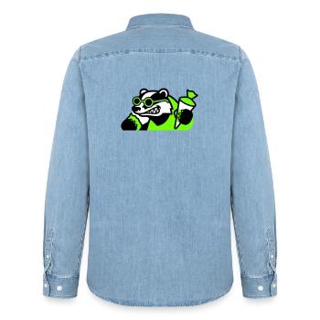 Cool Badger Back to School Icon - Men’s Organic Denim Shirt by Stanley/Stella - light wash - Back - AI Model Male 185 light (185cm)