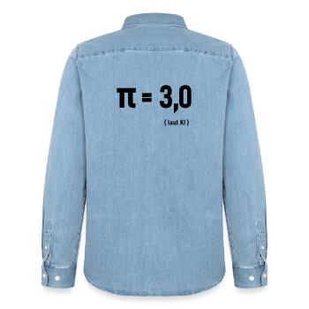 Pi laut KI - Männer Jeanshemd Organic von Stanley/Stella - verwaschenes Hellblau - Hinten - AI Model Male 185 light (185cm)