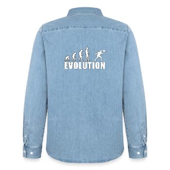Don d’histoire professionnelle Evolution Padel - Chemise en denim homme bio Stanley/Stella - bleu clair délavé - Dos - AI Model Male 185 light (185cm)