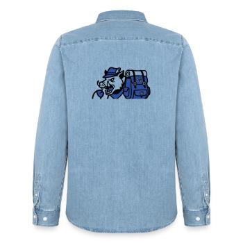 Wild Boar Backpack Logo - Men’s Organic Denim Shirt by Stanley/Stella - light wash - Back - AI Model Male 185 light (185cm)