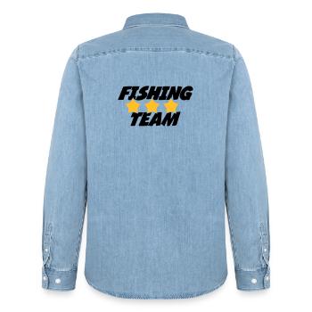 Fishing Team - Chemise en denim homme bio Stanley/Stella - bleu clair délavé - Dos - AI Model Male 185 light (185cm)