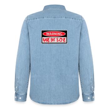 Warning Rage Bait Caution Zone Schild Spaß Warnung - Männer Jeanshemd Organic von Stanley/Stella - verwaschenes Hellblau - Hinten - AI Model Male 185 light (185cm)