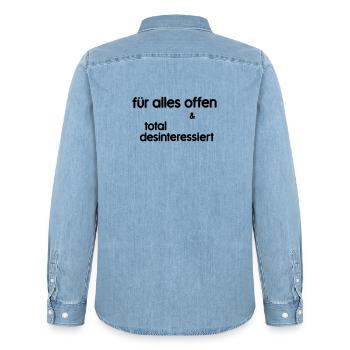 Desinteressiert - Männer Jeanshemd Organic von Stanley/Stella - verwaschenes Hellblau - Hinten - AI Model Male 185 light (185cm)