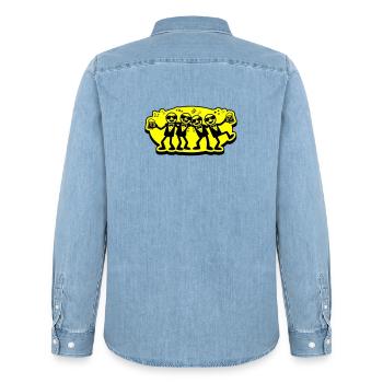 Groom Friends Group Beer - Men’s Organic Denim Shirt by Stanley/Stella - light wash - Back - AI Model Male 185 light (185cm)