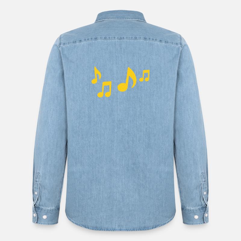 Contrasto con note musicali gialle - Camicia in denim Stanley/Stella - azzurro chiaro slavato