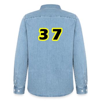 37 Zahl symbol - Männer Jeanshemd Organic von Stanley/Stella - verwaschenes Hellblau - Hinten - AI Model Male 185 light (185cm)