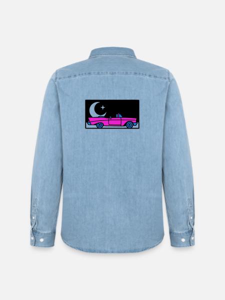 Retro 80s Convertible Graphic - Men’s Organic Denim Shirt by Stanley/Stella - light wash