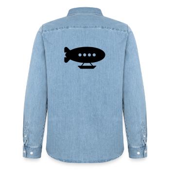 Airship - Men’s Organic Denim Shirt by Stanley/Stella - light wash - Back - AI Model Male 185 light (185cm)
