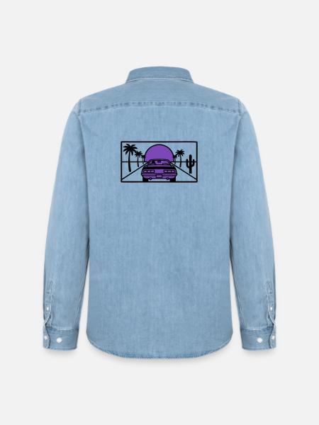 Night Driving Highway Graphic - Men’s Organic Denim Shirt by Stanley/Stella - light wash
