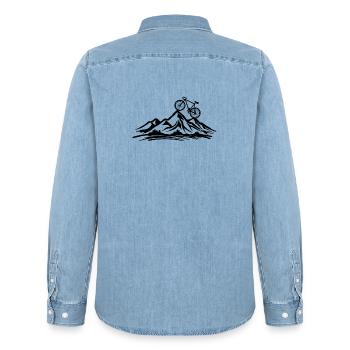 Radfahren Fahrrad Sport Radfahren Radfahrer - Männer Jeanshemd Organic von Stanley/Stella - verwaschenes Hellblau - Hinten - AI Model Male 185 light (185cm)