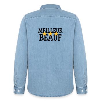 Meilleur Beauf - Chemise en denim homme bio Stanley/Stella - bleu clair délavé - Dos - AI Model Male 185 light (185cm)
