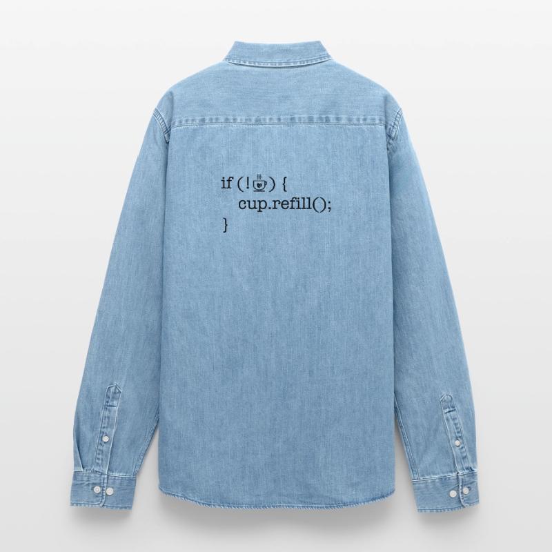 Coffee code software developer humor Men’s Organic Denim Shirt by Stanley/Stella