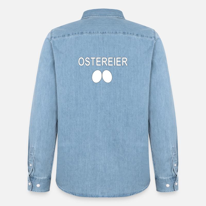 Ostereier -Design 2 Eier Geschenk - Männer Jeanshemd Organic von Stanley/Stella - verwaschenes Hellblau