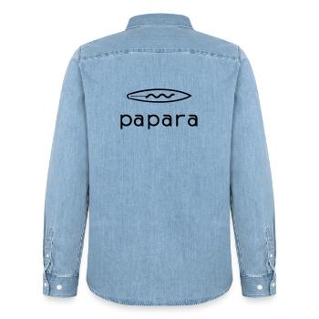 Papara Tahiti Surf Spot - Chemise en denim homme bio Stanley/Stella - bleu clair délavé - Dos - AI Model Male 185 light (185cm)