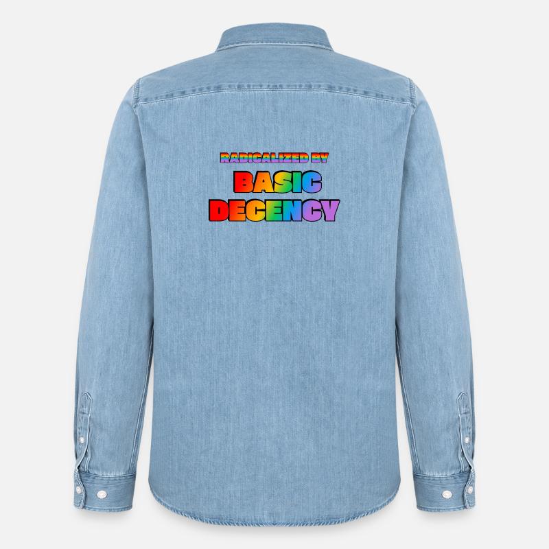 Radicalized by Basic Decency - Men’s Organic Denim Shirt by Stanley/Stella - light wash