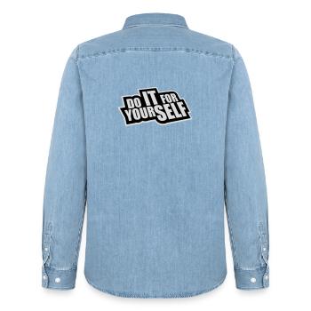 Citation inspirante sur l’amour de soi « Faites-le pour vous-même » - Chemise en denim homme bio Stanley/Stella - bleu clair délavé - Dos - AI Model Male 185 light (185cm)