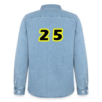 25 Number symbol - Men’s Organic Denim Shirt by Stanley/Stella - light wash - Back - AI Model Male 185 light (185cm)
