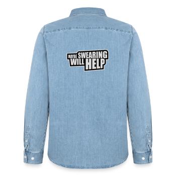 Maybe Swearing Will Help Sarkastisch Spruch Grafik - Männer Jeanshemd Organic von Stanley/Stella - verwaschenes Hellblau - Hinten - AI Model Male 185 light (185cm)