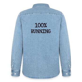 Laufen / Running / Jogging / Joggen / Marathon - Männer Jeanshemd Organic von Stanley/Stella - verwaschenes Hellblau - Hinten - AI Model Male 185 light (185cm)
