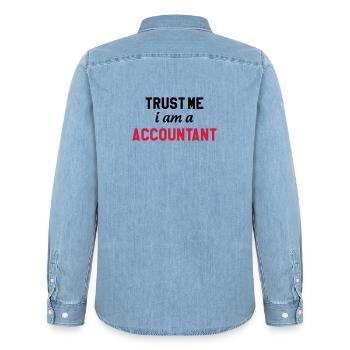 Accountant / Accounting / Comptable / Comptabilité - Men’s Organic Denim Shirt by Stanley/Stella - light wash - Back - AI Model Male 185 light (185cm)