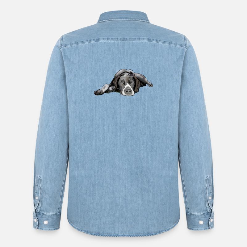 Pointer Deutsch Kurzhaar - Männer Jeanshemd Organic von Stanley/Stella - verwaschenes Hellblau