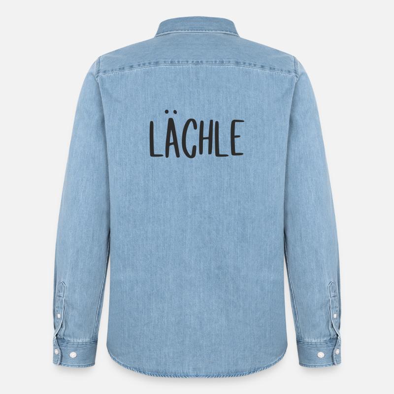 lächle - lachen gute Laune - Männer Jeanshemd Organic von Stanley/Stella - verwaschenes Hellblau