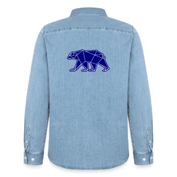 Icône polygonale de l’ours polaire - Chemise en denim homme bio Stanley/Stella - bleu clair délavé - Dos - AI Model Male 185 light (185cm)