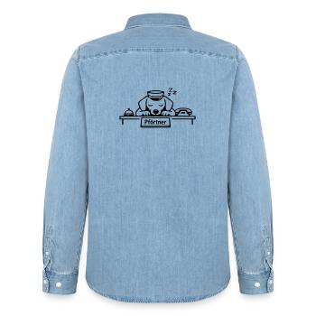 Chien portier qui dort - Chemise en denim homme bio Stanley/Stella - bleu clair délavé - Dos - AI Model Male 185 light (185cm)