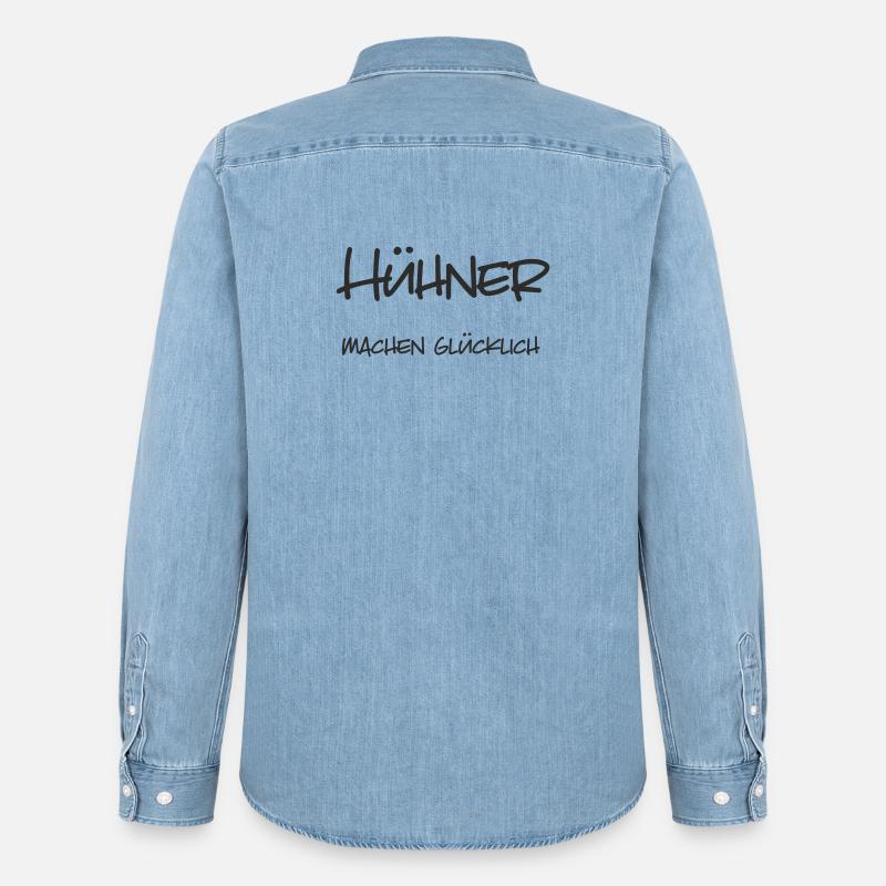 Hühner machen glücklich – Lustiges Textdesign - Männer Jeanshemd Organic von Stanley/Stella - verwaschenes Hellblau
