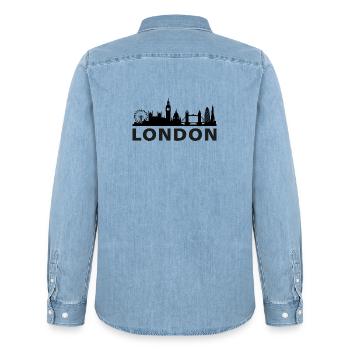 Skyline de Londres - Chemise en denim homme bio Stanley/Stella - bleu clair délavé - Dos - AI Model Male 185 light (185cm)