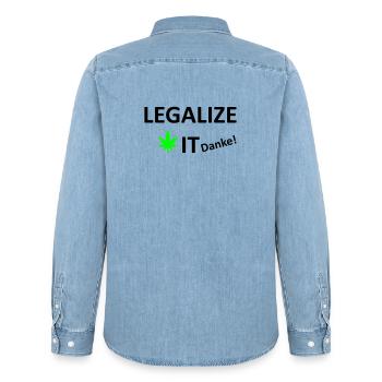 Legalize It weed Cannabis Marihuana - Männer Jeanshemd Organic von Stanley/Stella - verwaschenes Hellblau - Hinten - AI Model Male 185 light (185cm)