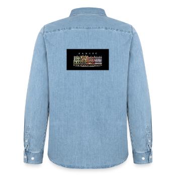 Zamosc, Pologne Dessin du site du patrimoine mondial - Chemise en denim homme bio Stanley/Stella - bleu clair délavé - Dos - AI Model Male 185 light (185cm)