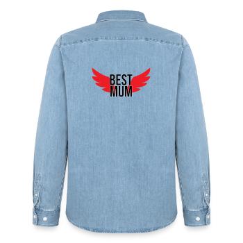 Meilleure Maman - Fête des Mères - Chemise en denim homme bio Stanley/Stella - bleu clair délavé - Dos - AI Model Male 185 light (185cm)