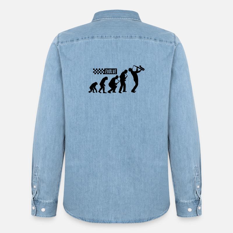 Évolution du ska – British 2 Tone Music Design - Chemise en denim homme bio Stanley/Stella - bleu clair délavé