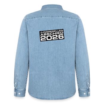 Junggesellenabschied 2026 Jga - Männer Jeanshemd Organic von Stanley/Stella - verwaschenes Hellblau - Hinten - AI Model Male 185 light (185cm)