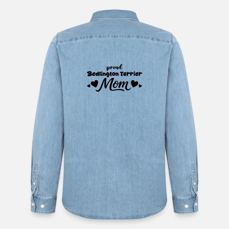Stolze Bedlington Mutter, Bedlington Terrier - Männer Jeanshemd Organic von Stanley/Stella - verwaschenes Hellblau