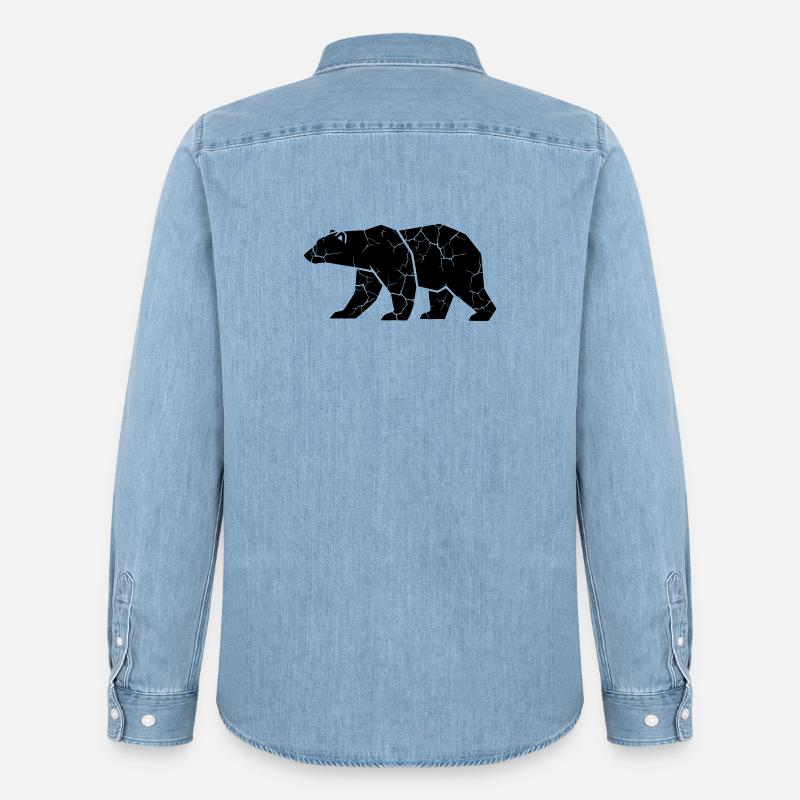 Bär Risse Grunge Silhouette - Männer Jeanshemd Organic von Stanley/Stella - verwaschenes Hellblau