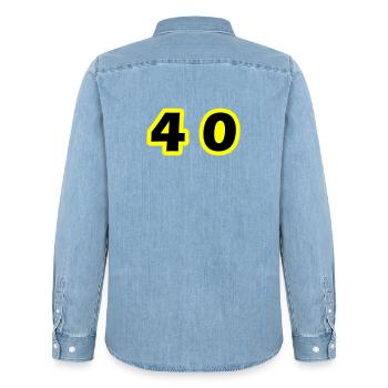 40 Number Symbol - Men’s Organic Denim Shirt by Stanley/Stella - light wash - Back - AI Model Male 185 light (185cm)