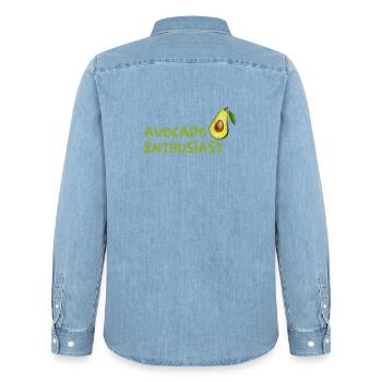 Avocado Enthusiast Design - Chemise en denim homme bio Stanley/Stella - bleu clair délavé - Dos - AI Model Male 185 light (185cm)