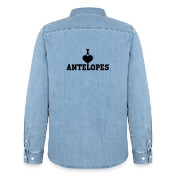 J’adore les antilopes - Chemise en denim homme bio Stanley/Stella - bleu clair délavé - Dos - AI Model Male 185 light (185cm)