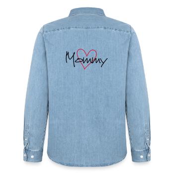 Mommy coeur cadeau de partenaire look - Chemise en denim homme bio Stanley/Stella - bleu clair délavé - Dos - AI Model Male 185 light (185cm)