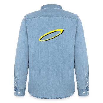 Strahlenkranz - Männer Jeanshemd Organic von Stanley/Stella - verwaschenes Hellblau - Hinten - AI Model Male 185 light (185cm)