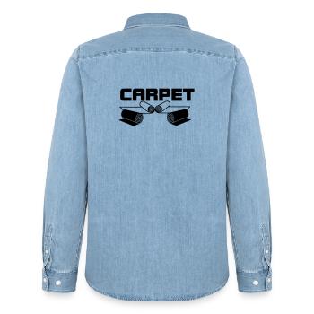 Carpet rolls logo - Men’s Organic Denim Shirt by Stanley/Stella - light wash - Back - AI Model Male 185 light (185cm)