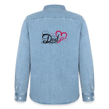 Dad Papa Vatertag Tattoo - Männer Jeanshemd Organic von Stanley/Stella - verwaschenes Hellblau - Hinten - AI Model Male 185 light (185cm)