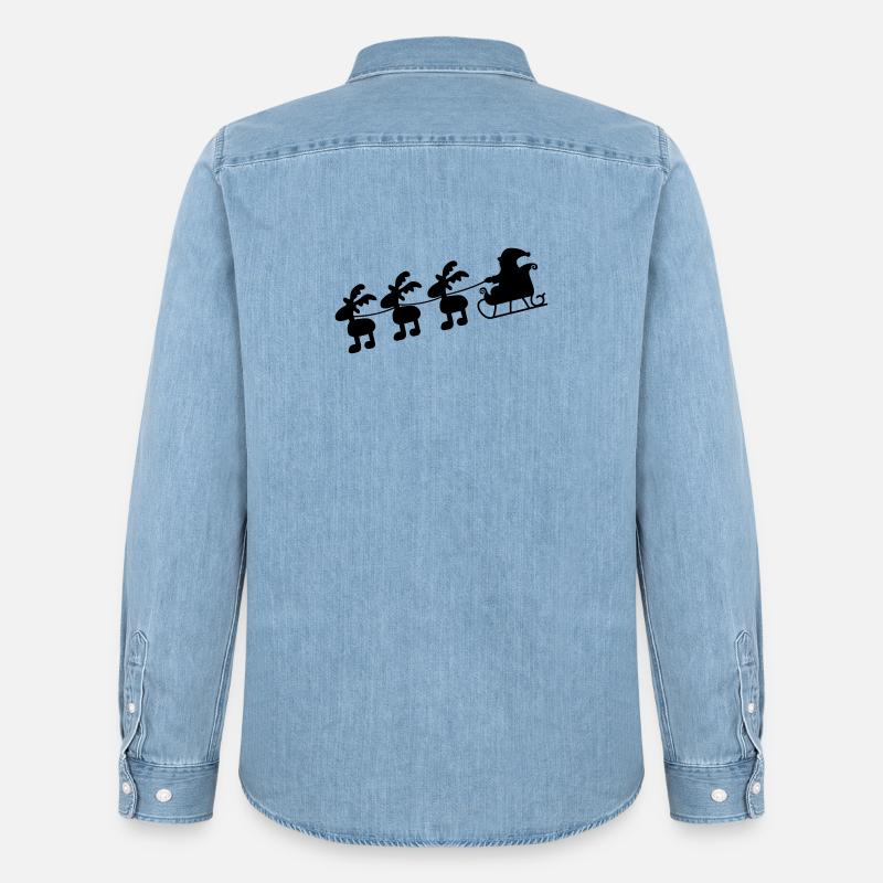 Weihnachtsmann mit Schlitten - Männer Jeanshemd Organic von Stanley/Stella - verwaschenes Hellblau