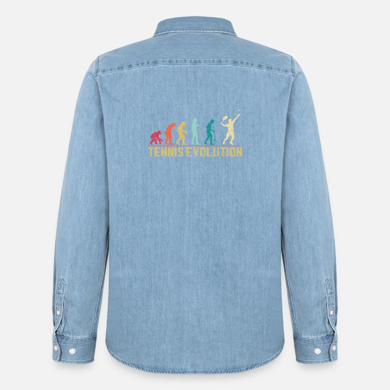 Tennis Evolution Evolution Conception graphique - Chemise en denim homme bio Stanley/Stella - bleu clair délavé