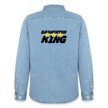 Le Roi du badminton - Chemise en denim homme bio Stanley/Stella - bleu clair délavé - Dos - AI Model Male 185 light (185cm)